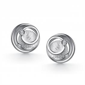 Серебряные серьги АЛЬКОР 02-6004/000Б-00 с бриллиантом 02-6004/000Б-00 фото