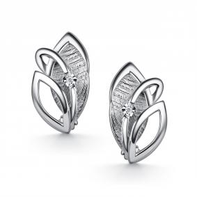 Серебряные серьги АЛЬКОР 02-6006/000Б-00 с бриллиантом 02-6006/000Б-00 фото