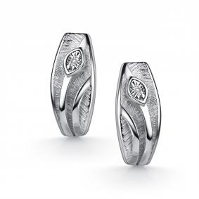 Серебряные серьги АЛЬКОР 02-6007/000Б-00 с бриллиантом 02-6007/000Б-00 фото