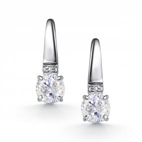 Серебряные серьги АЛЬКОР 02-6021/00ГХ-00 с фианитом и горным хрусталём 02-6021/00ГХ-00 фото