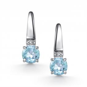 Серебряные серьги АЛЬКОР 02-6021/00ТБ-00 с топазом и фианитом 02-6021/00ТБ-00 фото