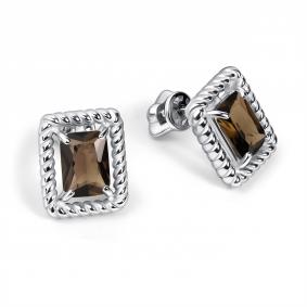 Серебряные серьги АЛЬКОР 02-6024/00РТ-00 с раухтопазом 02-6024/00РТ-00 фото