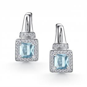 Серебряные серьги АЛЬКОР 02-6031/00ТБ-00 с топазом и фианитом 02-6031/00ТБ-00 фото