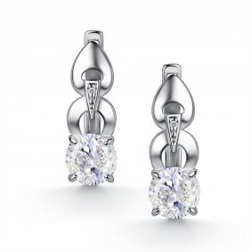 Серебряные серьги АЛЬКОР 02-6033/00ГХ-00 с фианитом и горным хрусталём 02-6033/00ГХ-00 фото