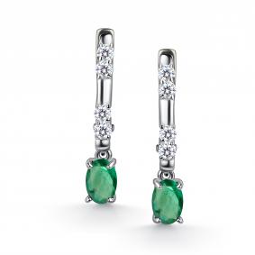 Серебряные серьги АЛЬКОР 02-6111/000И-00 с фианитом и изумрудом 02-6111/000И-00 фото
