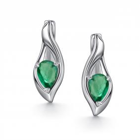 Серебряные серьги АЛЬКОР 02-6115/000И-00 с изумрудом 02-6115/000И-00 фото