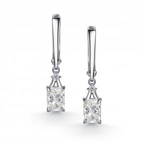 Серебряные серьги АЛЬКОР 02-6125/00ГХ-00 с фианитом и горным хрусталём 02-6125/00ГХ-00 фото