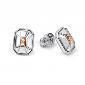 Серебряные серьги АЛЬКОР 02-6160/000Б-00 с бриллиантом 02-6160/000Б-00 фото