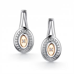 Серебряные серьги АЛЬКОР 02-6161/000Б-00 с бриллиантом 02-6161/000Б-00 фото