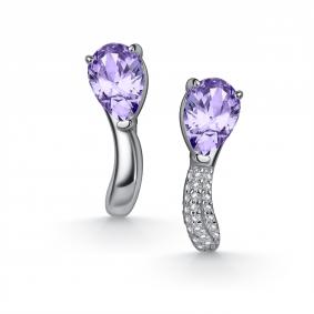 Серебряные серьги АЛЬКОР 02-6176/БТ30-00 с фианитом 02-6176/БТ30-00 фото