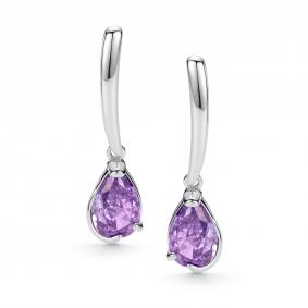 Серебряные серьги АЛЬКОР с бриллианитом 02-6178/БТ30-00 02-6178/БТ30-00 фото