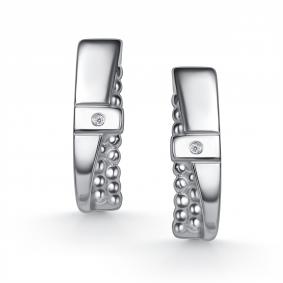 Серебряные серьги АЛЬКОР 02-6188/000Б-00 с бриллиантом 02-6188/000Б-00 фото