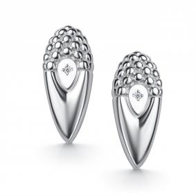 Серебряные серьги АЛЬКОР 02-6189/000Б-00 с бриллиантом 02-6189/000Б-00 фото