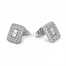 Серебряные серьги АЛЬКОР 02-6190/000Б-00 с бриллиантом 02-6190/000Б-00 фото