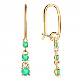 Золотые серьги Золотые узоры 02-62-0116-16 с агатом 02-62-0116-16 фото