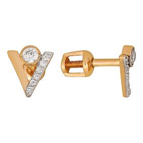 Золотые серьги Золотые узоры 02-6891 с цирконием 02-6891 фото