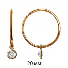Золотые серьги-трансформеры Золотые узоры с цирконием 02-7216 02-7216 фото