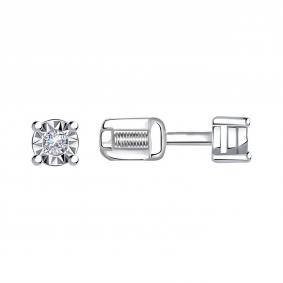 Серьги из белого золота Золотые узоры 02-7828б с цирконием 02-7828б фото
