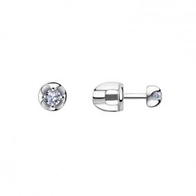 Серьги из белого золота Золотые узоры 02-7834б с цирконием 02-7834б фото