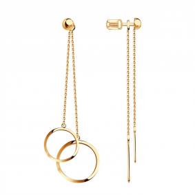 Золотые серьги-трансформеры Золотые узоры 02-8221 02-8221 фото