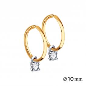 Золотые серьги-трансформеры Золотые узоры с цирконием 02-8616 02-8616 фото