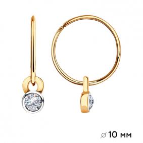 Золотые серьги-трансформеры Золотые узоры с фианитом 02-8617 02-8617 фото