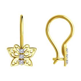 Серьги из лимонного золота SOKOLOV 0200004-2 с фианитом 0200004-2 фото