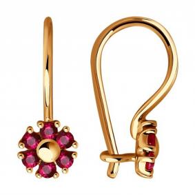 Золотые серьги SOKOLOV 0200005 с рубиновым корундом 0200005 фото