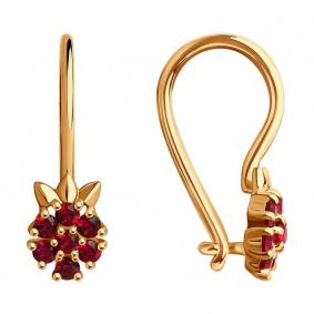 Золотые серьги SOKOLOV 0200033 с рубиновым корундом 0200033 фото