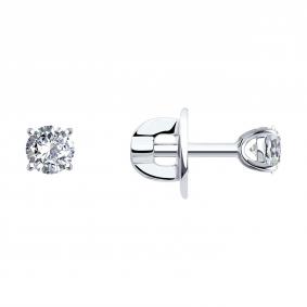 Серьги из белого золота SOKOLOV 0200068-3 с фианитом 0200068-3 фото