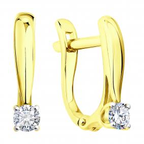Серьги из лимонного золота SOKOLOV 0200071-2 с фианитом 0200071-2 фото
