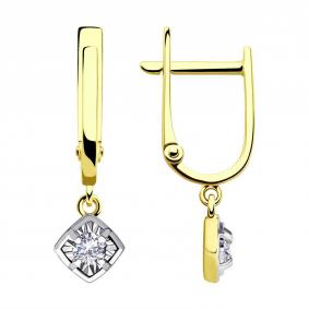 Серьги из комбинированного золота SOKOLOV 0200090-2 с фианитом 0200090-2 фото