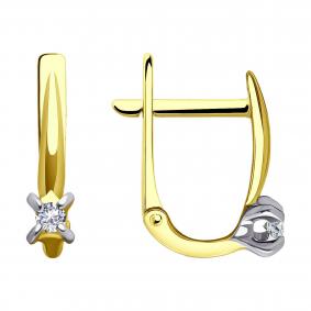 Серьги из лимонного золота SOKOLOV 0200128-2 с фианитом 0200128-2 фото