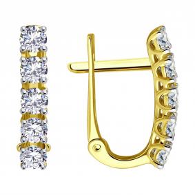 Серьги из лимонного золота SOKOLOV 0200136-2 с фианитом 0200136-2 фото