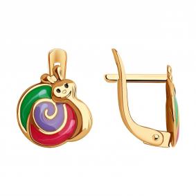 Золотые серьги SOKOLOV 0200171 с эмалью 0200171 фото