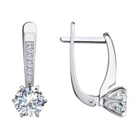 Серьги из белого золота SOKOLOV 0200177-3 с фианитом 0200177-3 фото