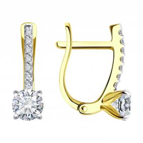 Серьги из лимонного золота SOKOLOV 0200178-2 с фианитом 0200178-2 фото