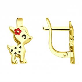 Серьги из лимонного золота SOKOLOV 0200253-2 с эмалью 0200253-2 фото