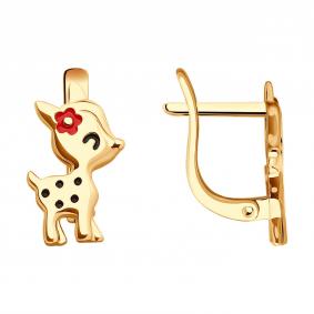 Золотые серьги SOKOLOV 0200253 с эмалью 0200253 фото