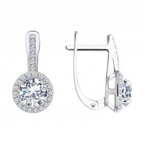 Серьги из белого золота SOKOLOV 0200256-3 с фианитом 0200256-3 фото