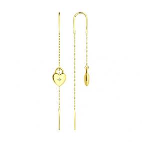 Серьги из лимонного золота SOKOLOV 0200333-2 с фианитом 0200333-2 фото