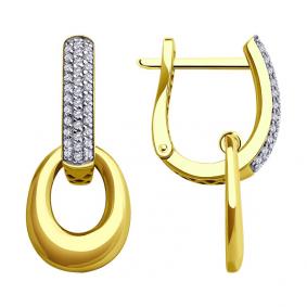 Серьги из лимонного золота SOKOLOV 0200344-2 с фианитом 0200344-2 фото