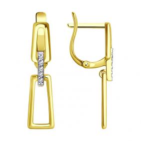Серьги из лимонного золота SOKOLOV 0200358-2 с фианитом 0200358-2 фото