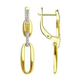 Серьги из лимонного золота SOKOLOV 0200360-2 с фианитом 0200360-2 фото