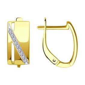Серьги из лимонного золота SOKOLOV 0200362-2 с фианитом 0200362-2 фото