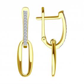 Серьги из лимонного золота SOKOLOV 0200364-2 с фианитом 0200364-2 фото