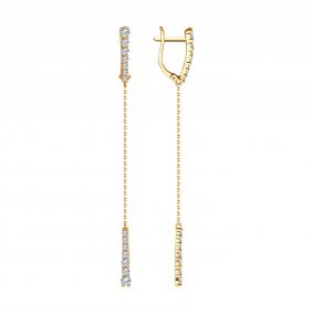 Золотые серьги SOKOLOV 0200372 с фианитом 0200372 фото