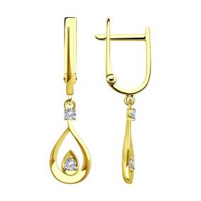 Серьги из лимонного золота SOKOLOV 0200378-2 с фианитом 0200378-2 фото