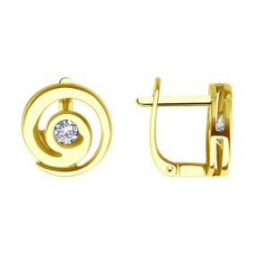 Серьги из лимонного золота SOKOLOV 0200409-2 с фианитом 0200409-2 фото