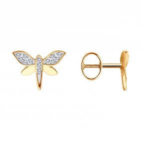 Золотые серьги SOKOLOV 0200432 с фианитом 0200432 фото